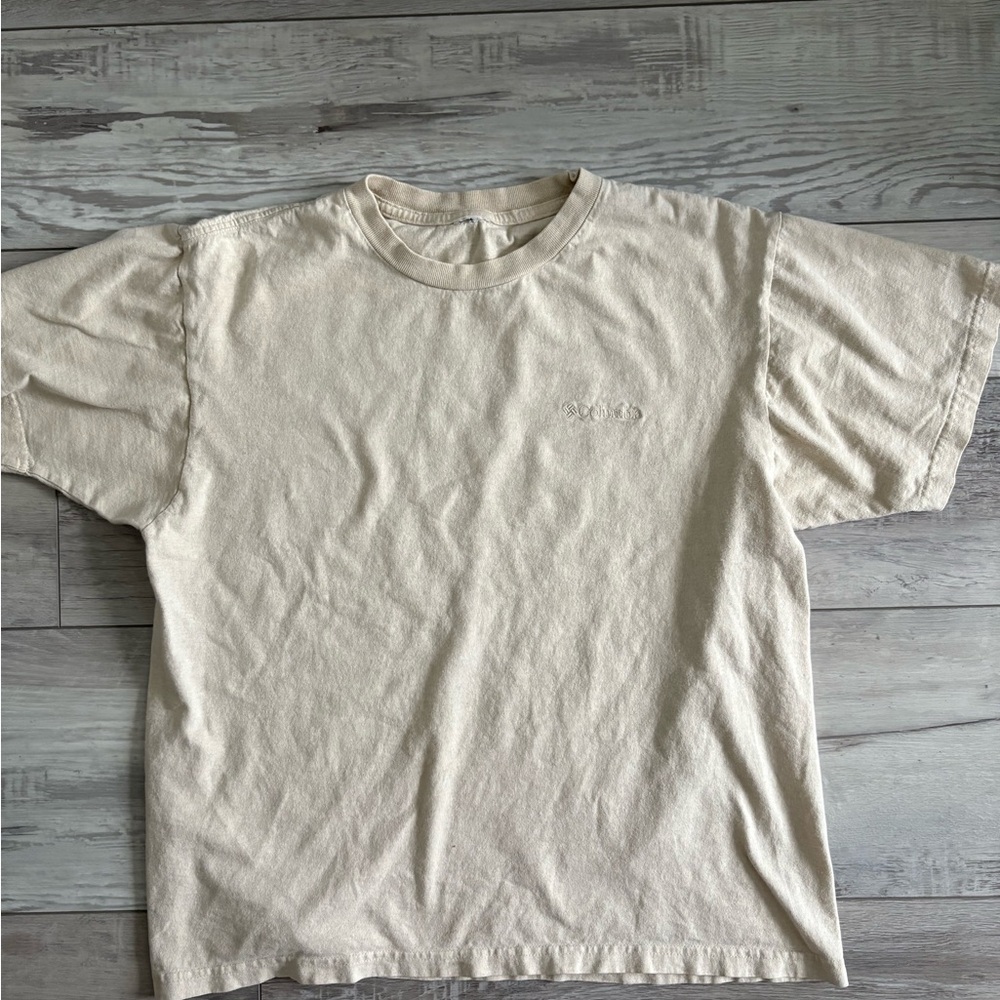 Columbia Tan Short Sleeve Tee Relaxed Fit Crew Neck